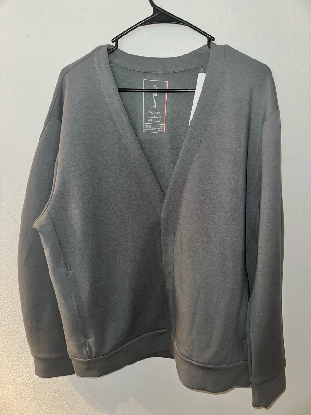 Nike Men's Gray V-Neck Cardigan Sweatshirt